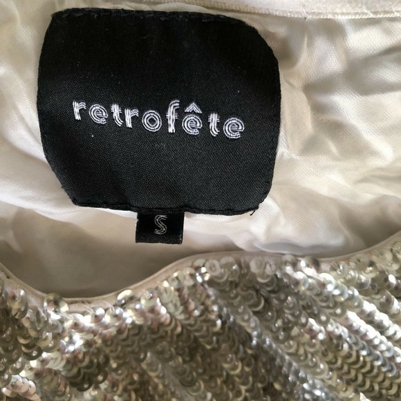 Retrofete Ella Dress Champagne Gold Sequin Mini Party Cocktail S NWOT $525 - Picture 11 of 11